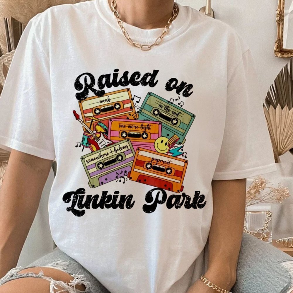 Raised On Linkin Park Retro Cassette T Shirt Customizable Retro Music T Shirt